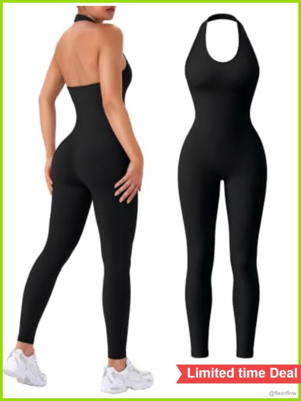 Halter Neck Seamless Tummy Control Yoga Jumpsuit Padded Unitard